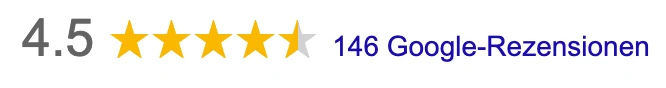4.5 von 5 Sternen bei Google Basierend auf über 140 Bewertungen