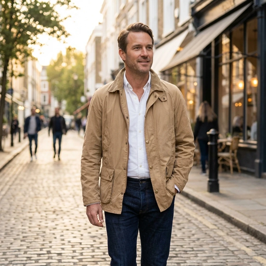 Barbour Jacke - Ashby Casual in stone