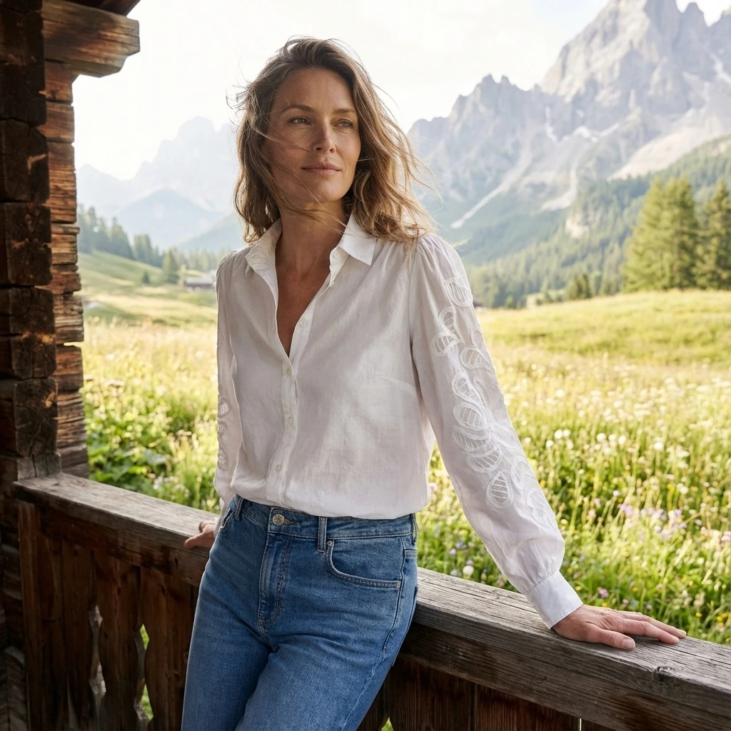 Hartford Bluse - Cherry in weiss